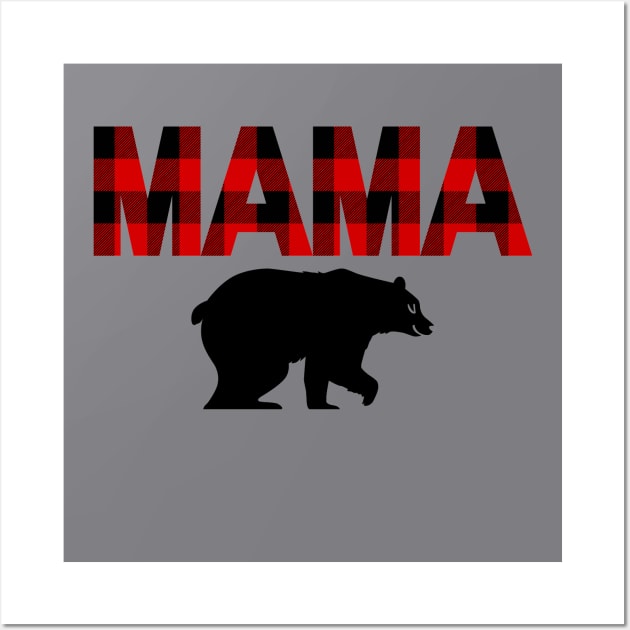 Mama Bear in Buffalo Plaid Pattern Wall Art by EdenLiving